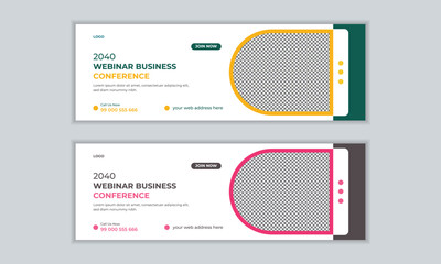 Modern business webinar conference web banner or social media post cover template.