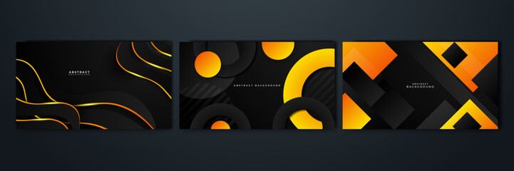 Abstract black and yellow orange background. Vector illustration graphic design banner pattern presentation background web template. Contrast color for presentation, flyer, social media, web tech