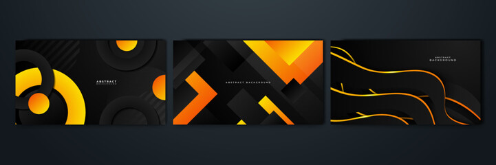 Abstract black and yellow orange background. Vector illustration graphic design banner pattern presentation background web template. Contrast color for presentation, flyer, social media, web tech
