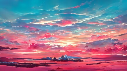 Fototapeta na wymiar Pink and Blue Sky at Sunset 