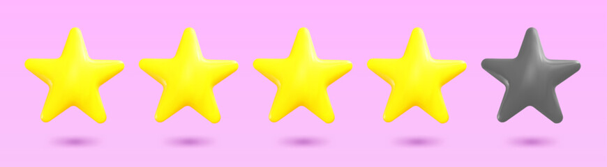 Reviews rating 4 out of 5 stars. Service rating concept. Vector 3D star