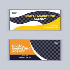 Naklejka premium Digital Marketing Agency Banner Design Set of Two Professional Corporate Business Banners Design Modern Cover Banner Layout Template