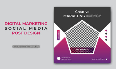 Professional Creative marketing agency social media post design & web banner template.