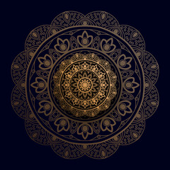 Luxury ethnic mandala background with glossy golden gradient effects