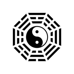 Chinese Bagua Yin Yang Symbol Vector Illustration - obrazy, fototapety, plakaty