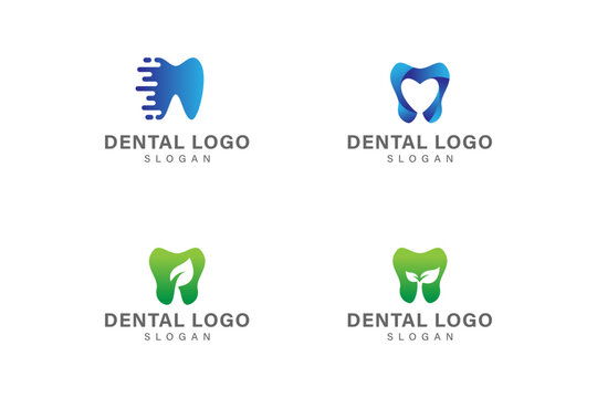 Dental logo design vector collection set