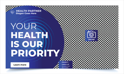 Medical healthcare you tube thumbnail and web banner template for hospital ,clinic ,dental hospital .Editable video thumbnail template.	