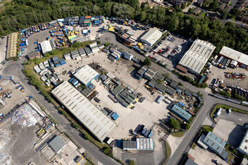 aerial view of a large industrial estate in Manchester, UK Recycling Plant.