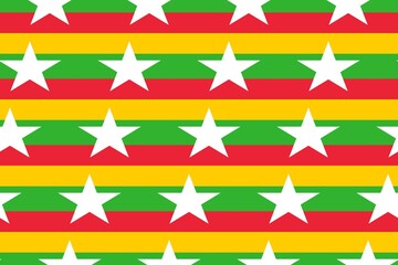 Geometric pattern in the colors of the national flag of Myanmar. The colors of Myanmar.