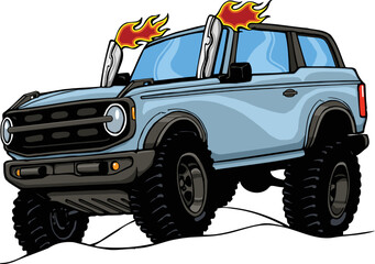 cartoon 4x4 suv with hard top © GrumpyOldManStudios
