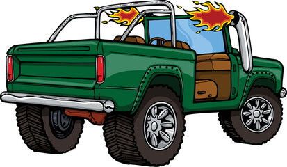cartoon classic 4x4 suv with open top