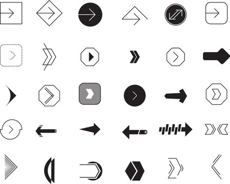 Creative Arrow Icon Collections. Different Arrows for Web Design, UI UX, Graphic Design, PowerPoint Presentation, Arrow flat style isolated on white background 