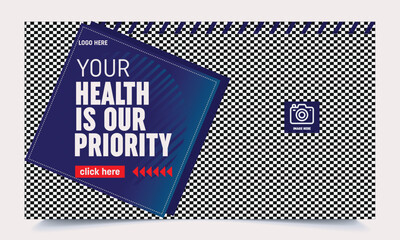 Medical healthcare you tube thumbnail and web banner template for hospital ,clinic ,dental hospital , editable video thumbnail template .	