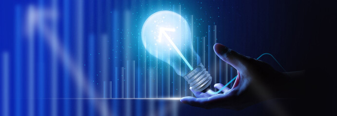 Businessman hand trowing creative light bulb with marketing graph icons on planning strategy, Modern business,analysis solution and development,Innovative of new ideas.