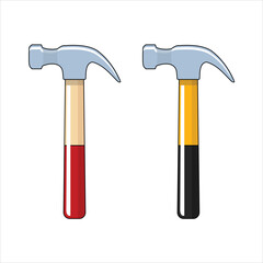 Hammer Icon, Carpenter hammer symbol, Construction tool cartoon style vector illustration