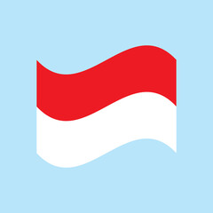 Vector red color Flat design, Illustration of flag for banner. 17th August Indonesia Independence Day concept