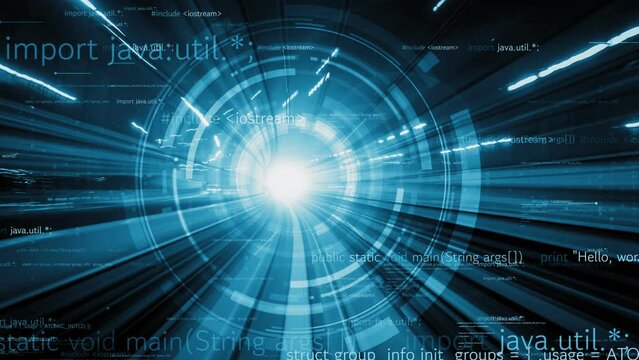 Software development, application programming code and tacit computer coding . Concept of smart digital transformation and technology disruption that changes global trends in new information era .