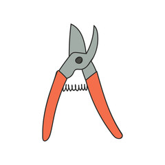 Pruner colorful doodle illustration in vector. Pruner illustration in vector. Garden scissor colorful doodle illustration. 
