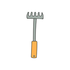 Rake doodle illustration in vector. Rake colorful icon in vector.