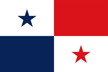 Flag of Panama. Panamanian red and blue flag with stars. State symbol of the Republic of Panama.