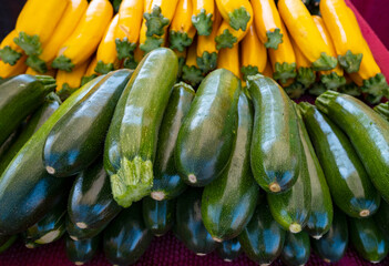 Piles of Yellow and Green Zucchini for Sale