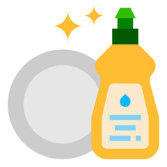 Dish soap cleaning - flat icon