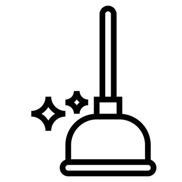 recommend clip art: Plunger improvement cleaning - outline icon