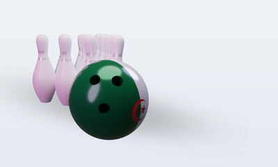 3d bowling day Algeria flag rendering left view