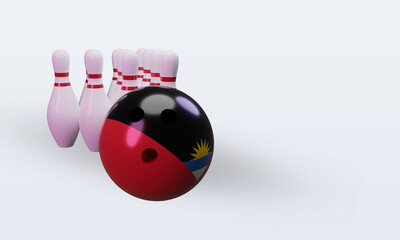 3d bowling day Antigua and Barbuda flag rendering left view