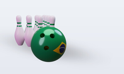 3d bowling day Brazil flag rendering left view