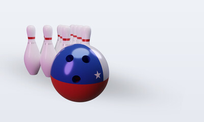 3d bowling day Chile flag rendering left view