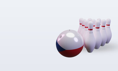 3d bowling day Czech Republic flag rendering right view