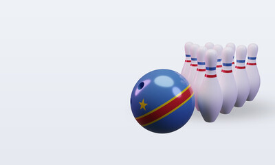 Naklejka premium 3d bowling day Democratic Congo flag rendering right view
