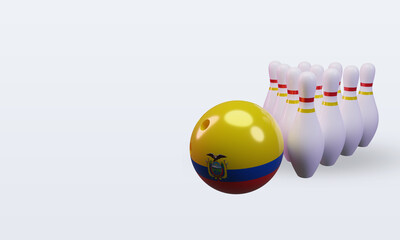 3d bowling day Ecuador flag rendering right view