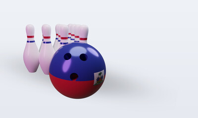 3d bowling day Haiti flag rendering left view