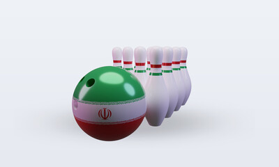 3d bowling day Iran flag rendering front view