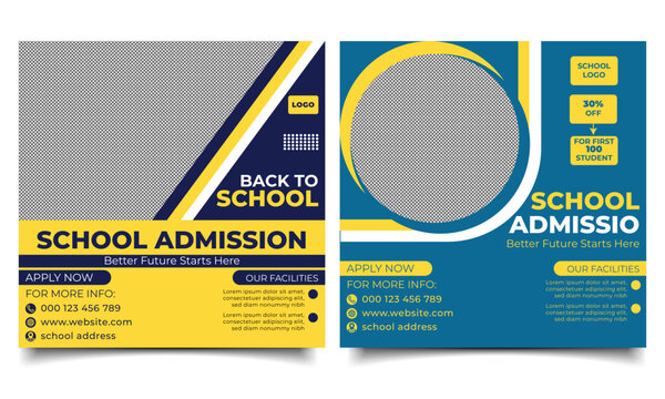 school admission banner design template. Back to school poster design.