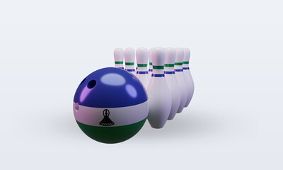 3d bowling day Lesotho flag rendering front view