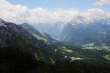 Panorama opening from Kehlstain mountain, the Bavarian Alps, Germany