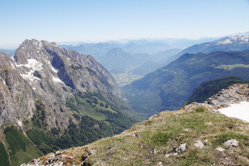 The view from mountain Schneibstein, the Bavarian Alps