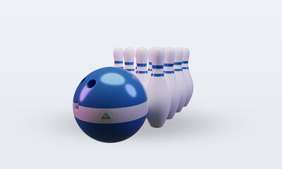 3d bowling day Nicaragua flag rendering front view