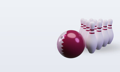 3d bowling day Qatar flag rendering right view