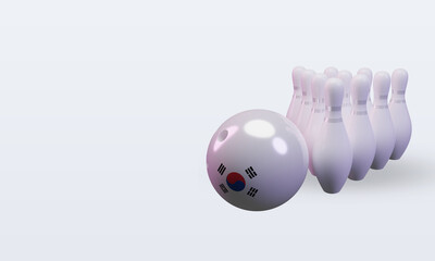 3d bowling day South Korea flag rendering right view