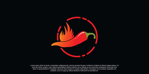 Chili logo design unique concept Premium Vector