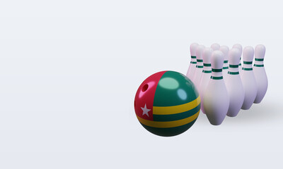 3d bowling day Togo flag rendering right view