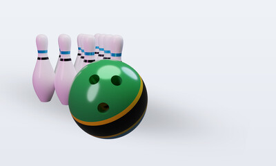 3d bowling day Tanzania flag rendering left view