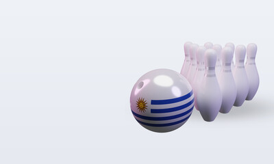 3d bowling day Uruguay flag rendering right view