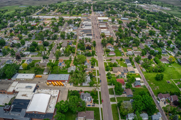Aerial View of the Distant Sioux Falls Suburb of Lennox, South Dakota