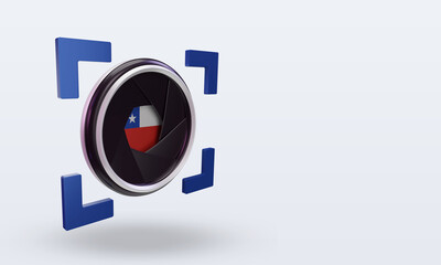 3d shutter camera Chile flag rendering left view
