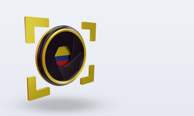 3d shutter camera Colombia flag rendering left view